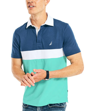 Camisa polo masculina Nautica com blocos de cores, azul, tamanho grande