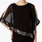 Blusa feminina MSK de chiffon assimétrica com lantejoulas, preta, tamanho pequeno médio