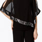 Blusa feminina MSK de chiffon assimétrica com lantejoulas, preta, tamanho pequeno médio