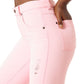 Leggings Skinmer Jeans Rasgado Hue Feminina Rosa Tamanho P
