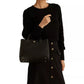 Bolsa Ralph Lauren Marcy Pequena de Couro Preta Tamanho Regular