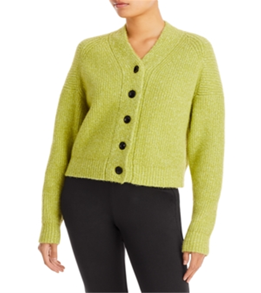 Cardigan de malha fofa Proenza Schouler feminino, verde, tamanho pequeno