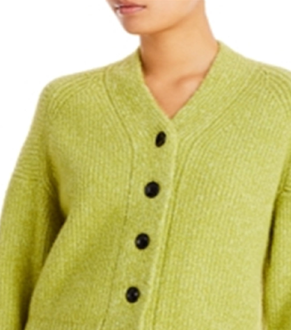 Cardigan de malha fofa Proenza Schouler feminino, verde, tamanho pequeno