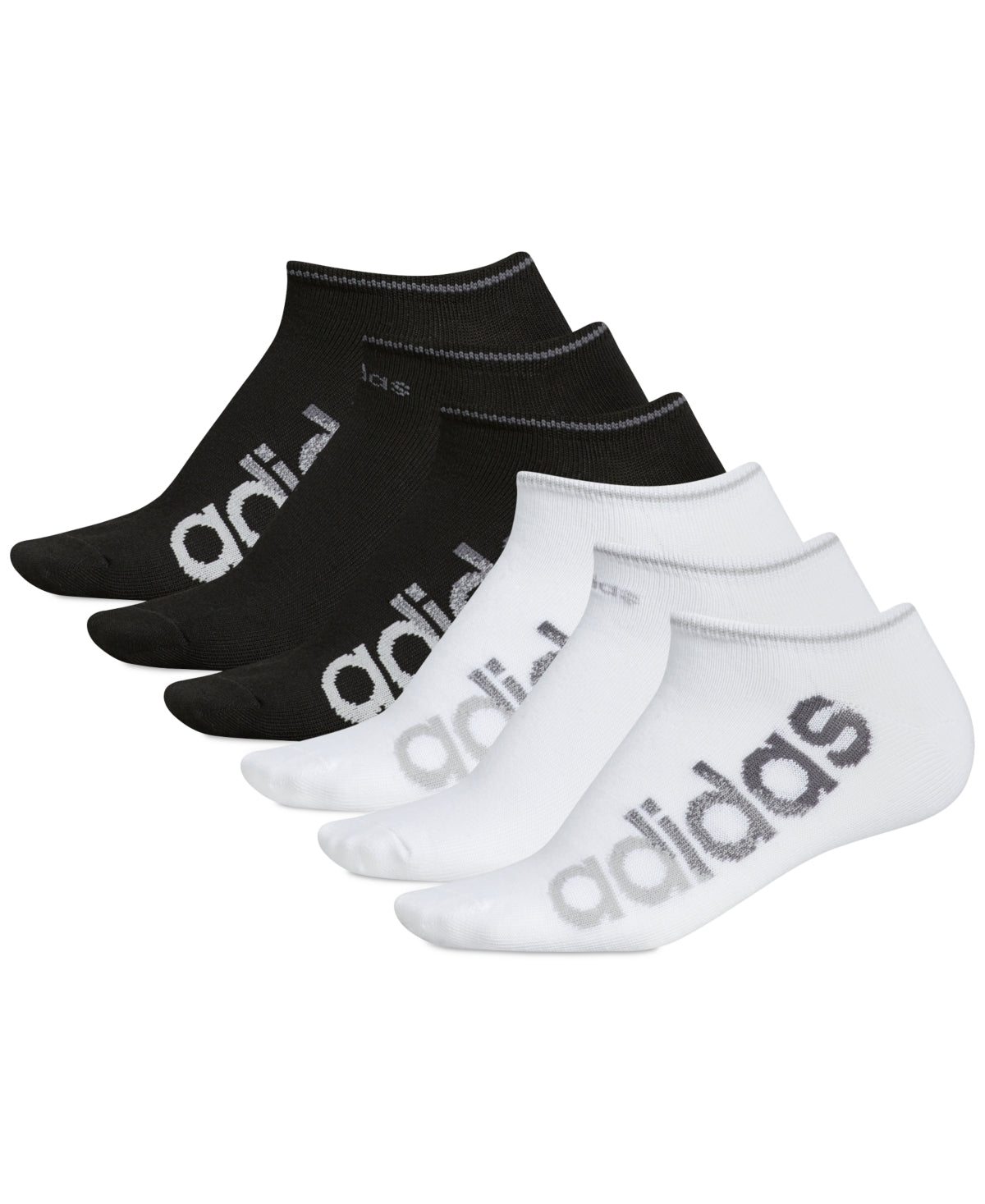Meias Adidas Linear Superlite II No Show Femininas, Pacote com 6, Brancas, Tamanho 4-10