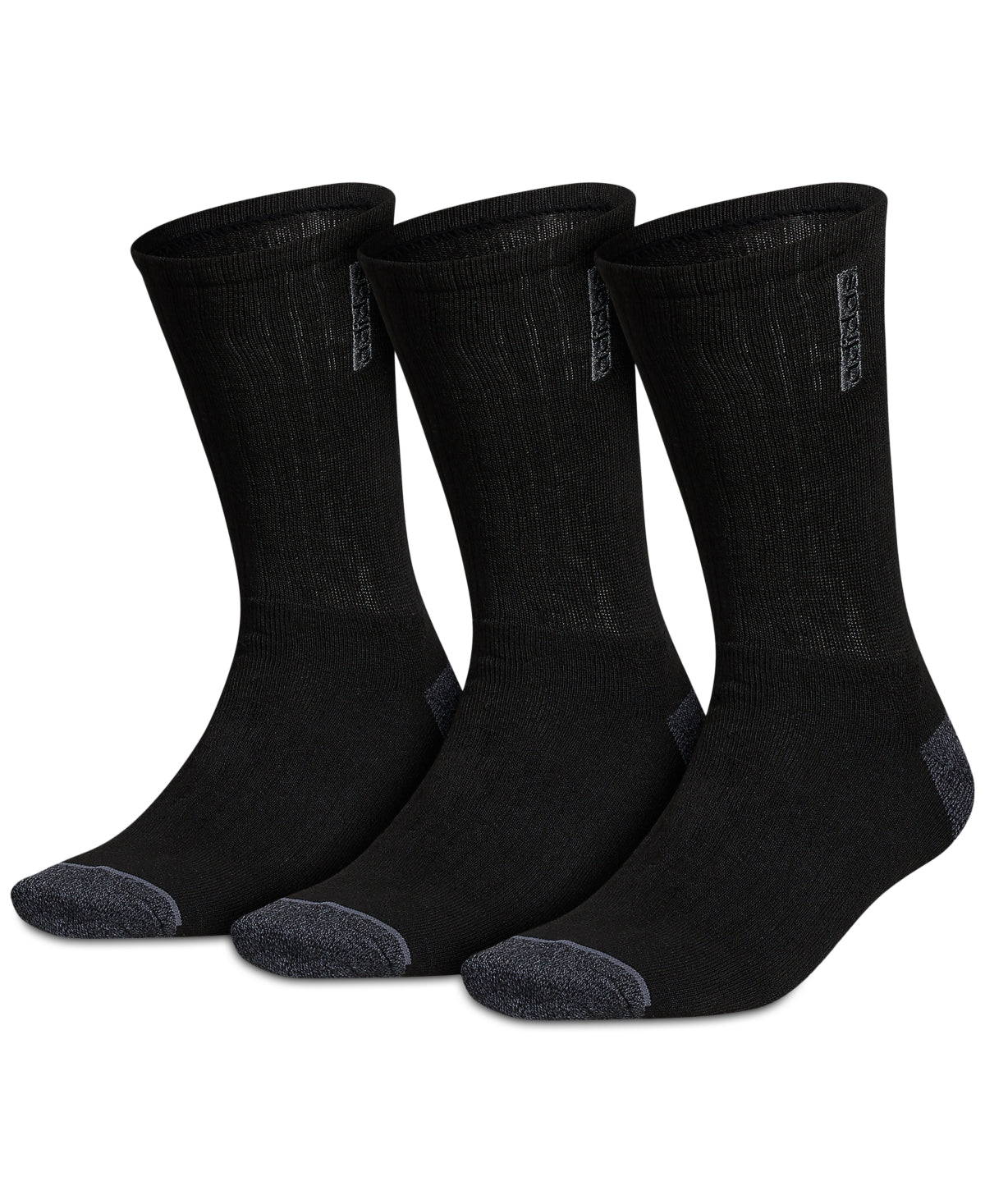 Pacote com 3 meias adidas Classic Cushioned Crew Masculinas, Pretas, Tamanho Regular