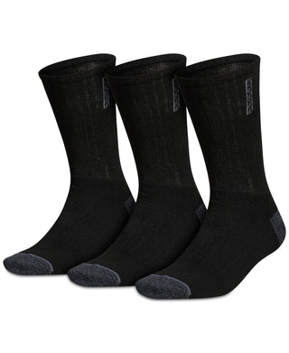 Pacote com 3 meias adidas Classic Cushioned Crew Masculinas, Pretas, Tamanho Regular