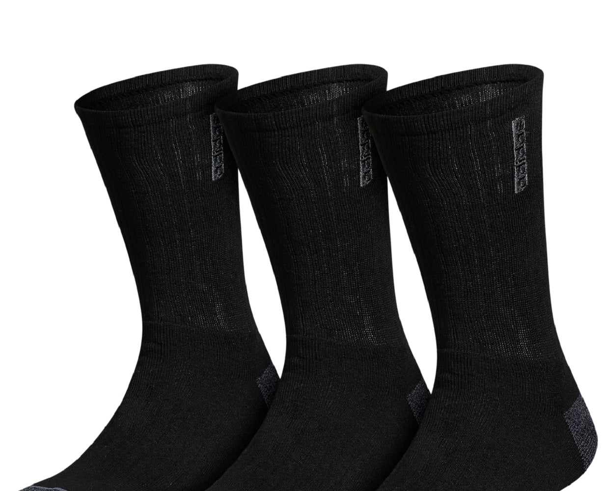 Pacote com 3 meias adidas Classic Cushioned Crew Masculinas, Pretas, Tamanho Regular