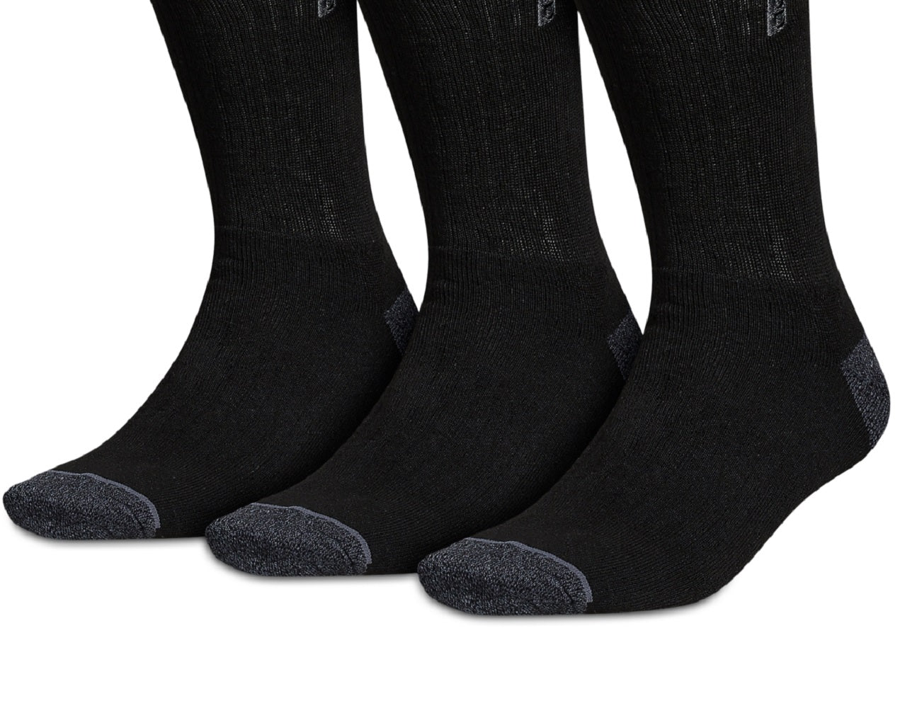 Pacote com 3 meias adidas Classic Cushioned Crew Masculinas, Pretas, Tamanho Regular
