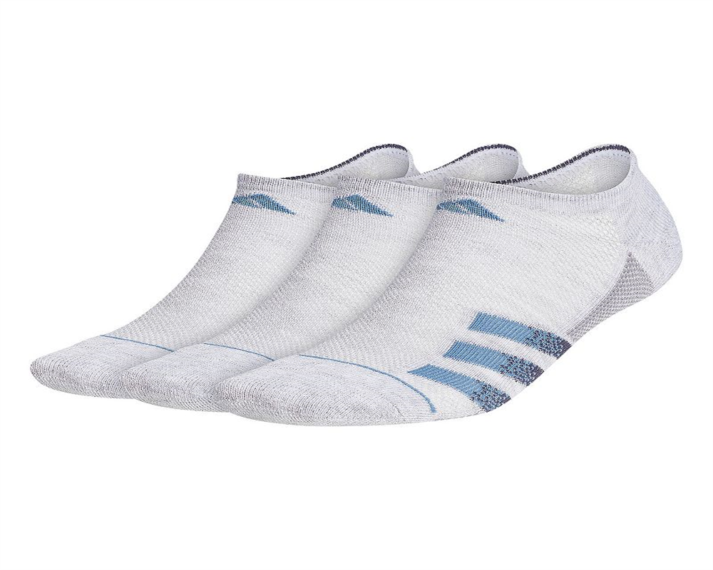 Pacote com 3 meias invisíveis Adidas Superlite Stripe 3 masculinas, cinza, tamanho 6-12