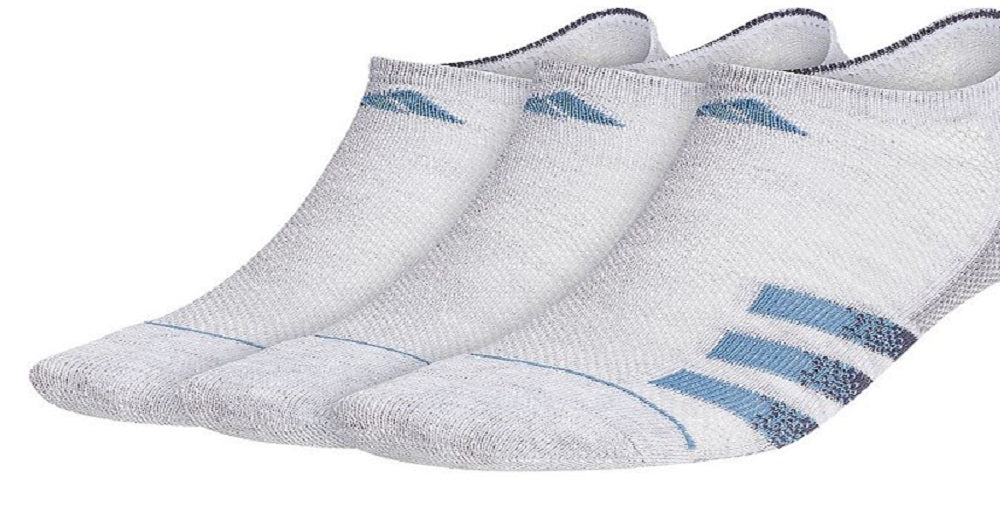 Pacote com 3 meias invisíveis Adidas Superlite Stripe 3 masculinas, cinza, tamanho 6-12
