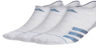 Pacote com 3 meias invisíveis Adidas Superlite Stripe 3 masculinas, cinza, tamanho 6-12