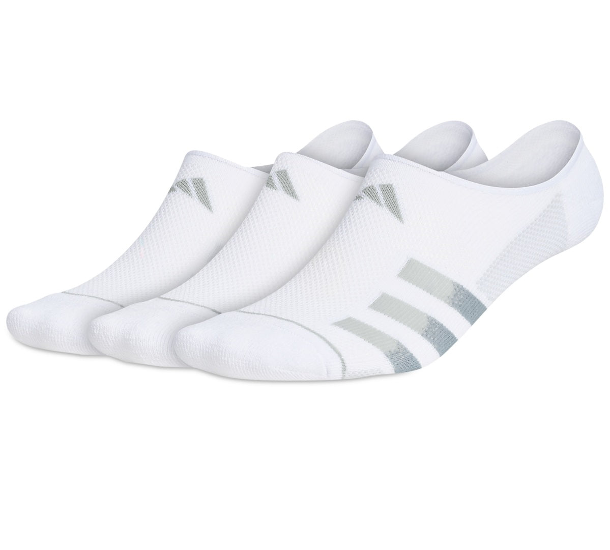 Meias Adidas Superlite Stripe 3 Super No Show Masculinas Brancas Tamanho Regular