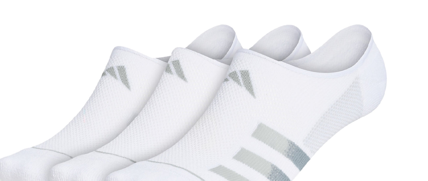 Meias Adidas Superlite Stripe 3 Super No Show Masculinas Brancas Tamanho Regular