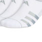 Meias Adidas Superlite Stripe 3 Super No Show Masculinas Brancas Tamanho Regular
