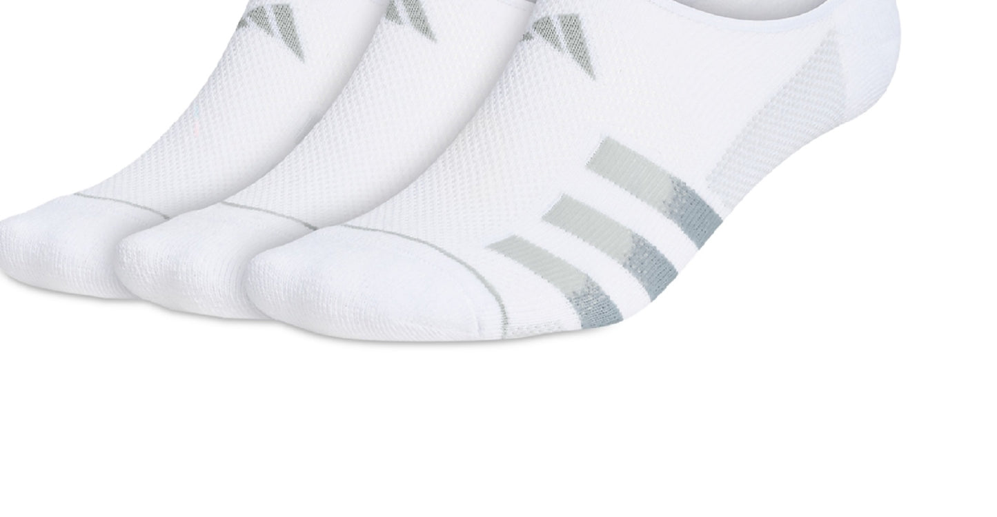 Meias Adidas Superlite Stripe 3 Super No Show Masculinas Brancas Tamanho Regular