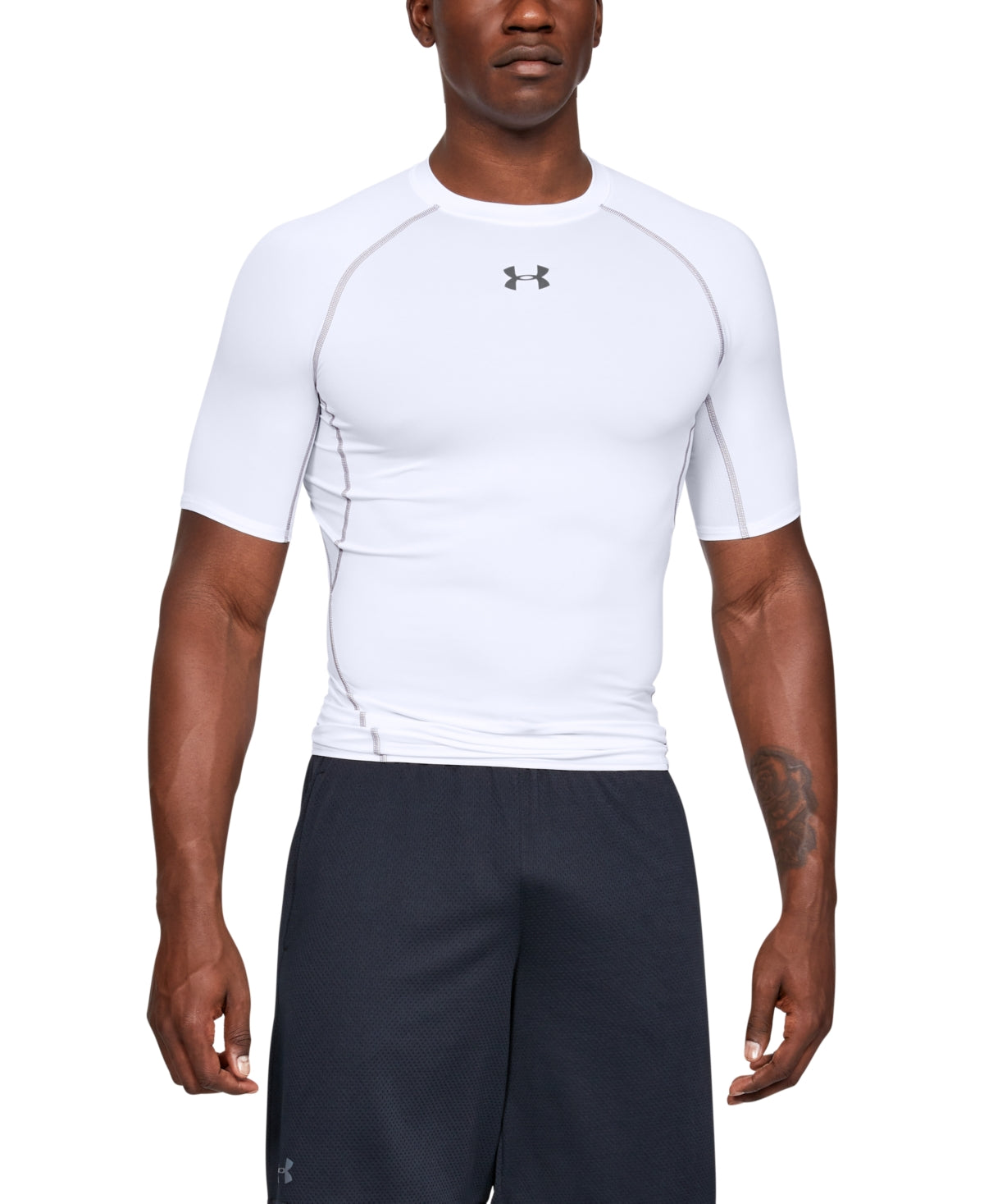 Camisa de compressão Under Armour Heatgear masculina, branca, tamanho pequeno