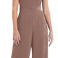 Macacão feminino After Six com decote halter em cetim charmeuse e crepe, marrom, tamanho 0