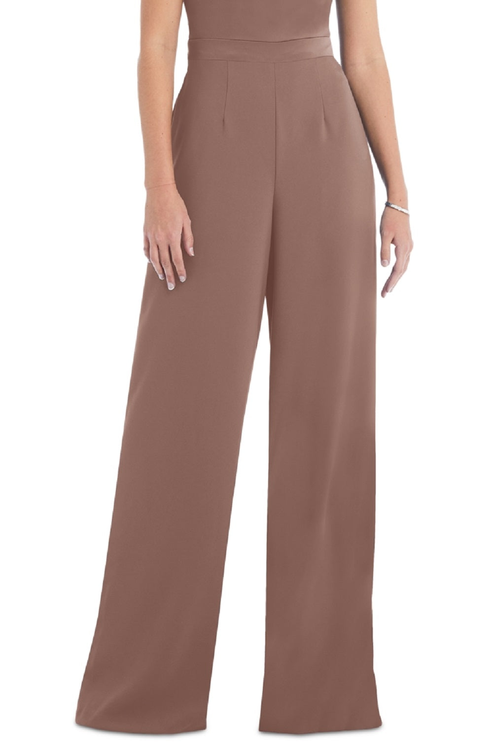 Macacão feminino After Six com decote halter em cetim charmeuse e crepe, marrom, tamanho 0