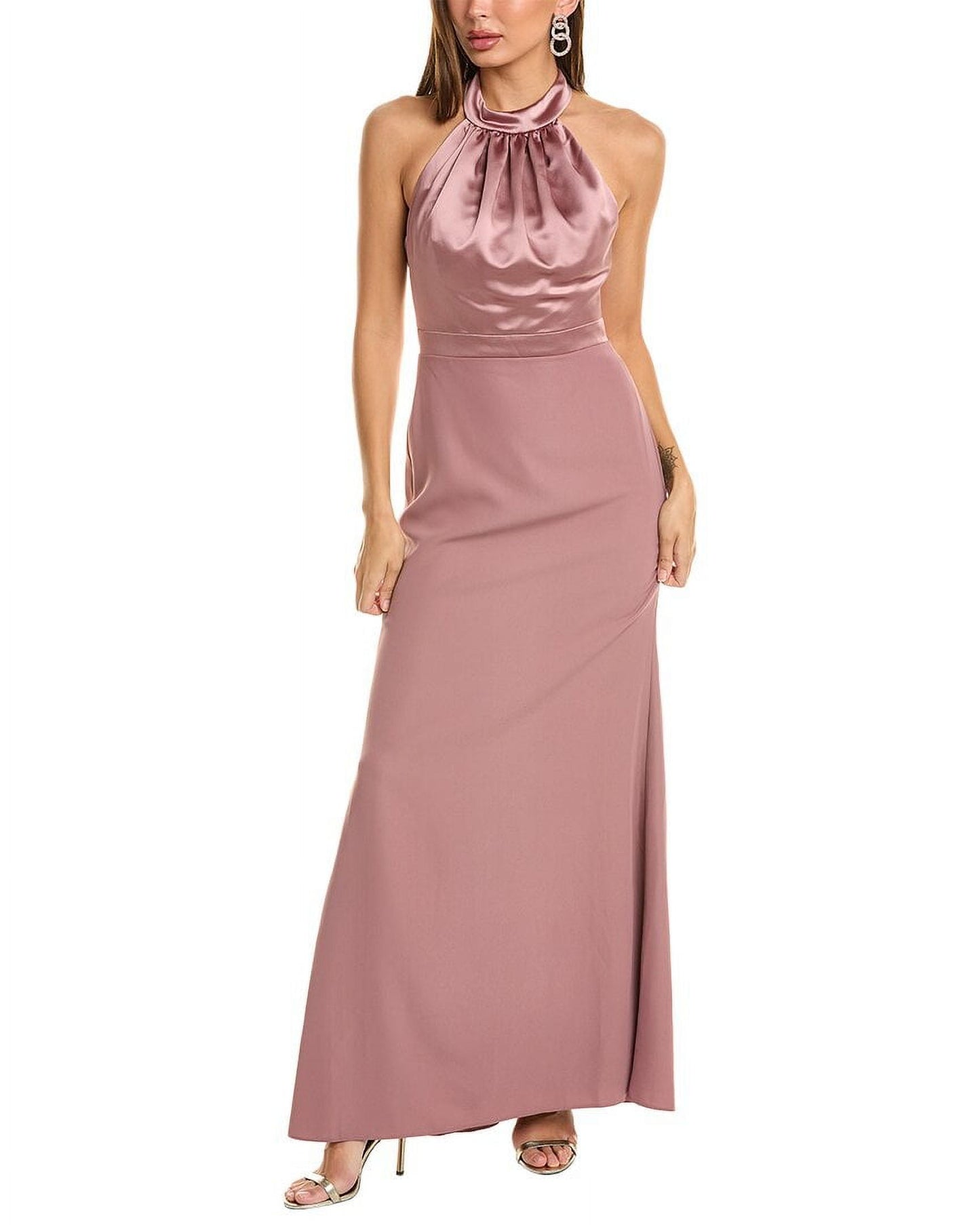 Vestido de festa feminino After Six Sienna com decote halter, tamanho 12