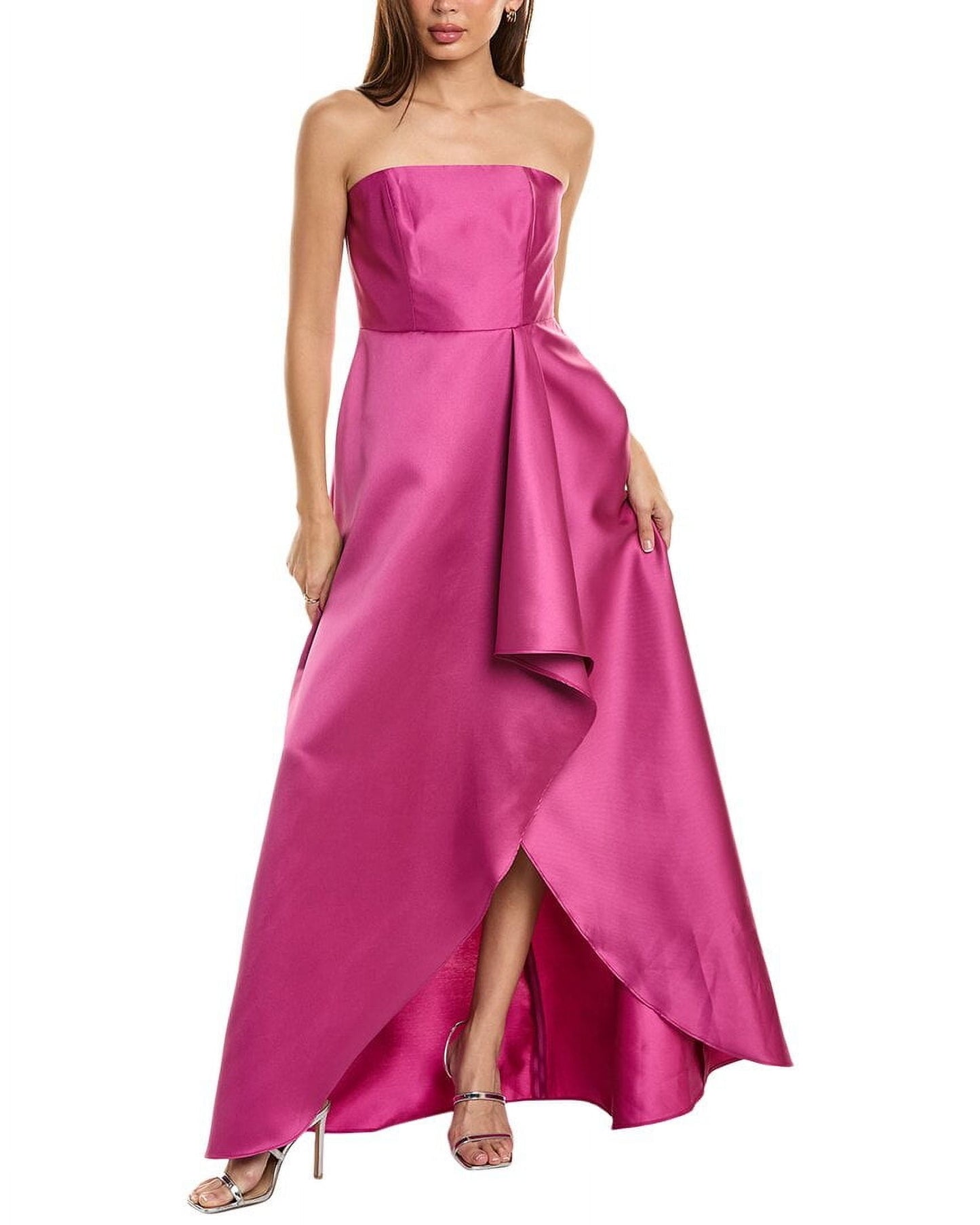 Vestido de cetim sem alças feminino Alfred Sung Tea Rose, tamanho 0