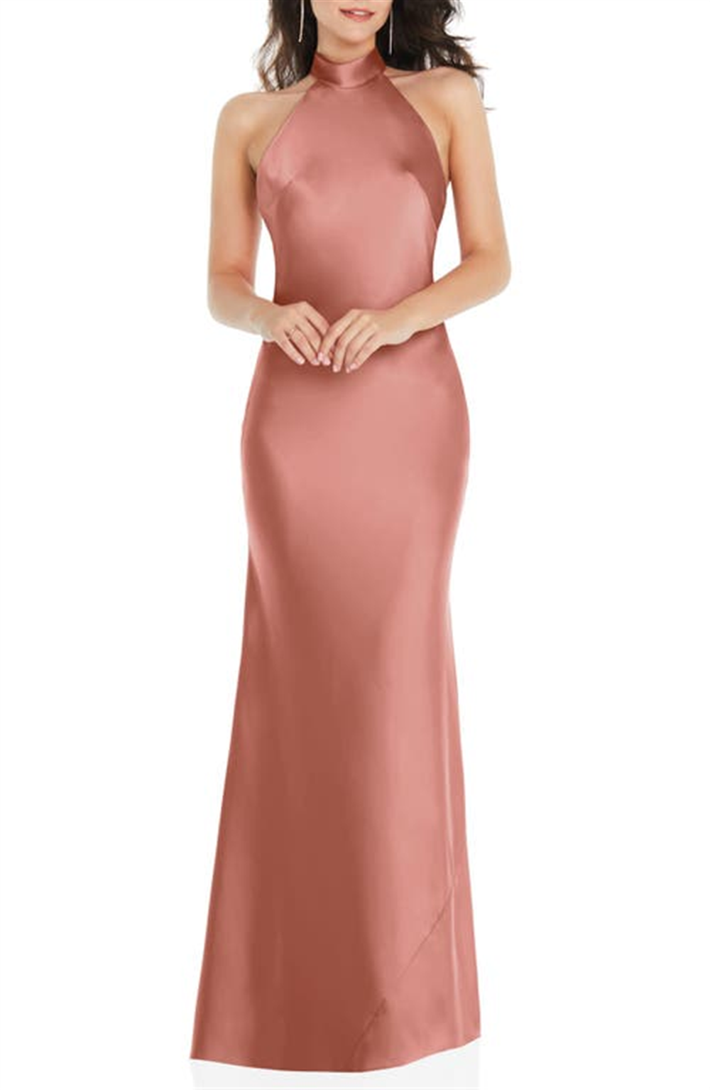 Vestido de madrinha social feminino rosa do deserto tamanho médio