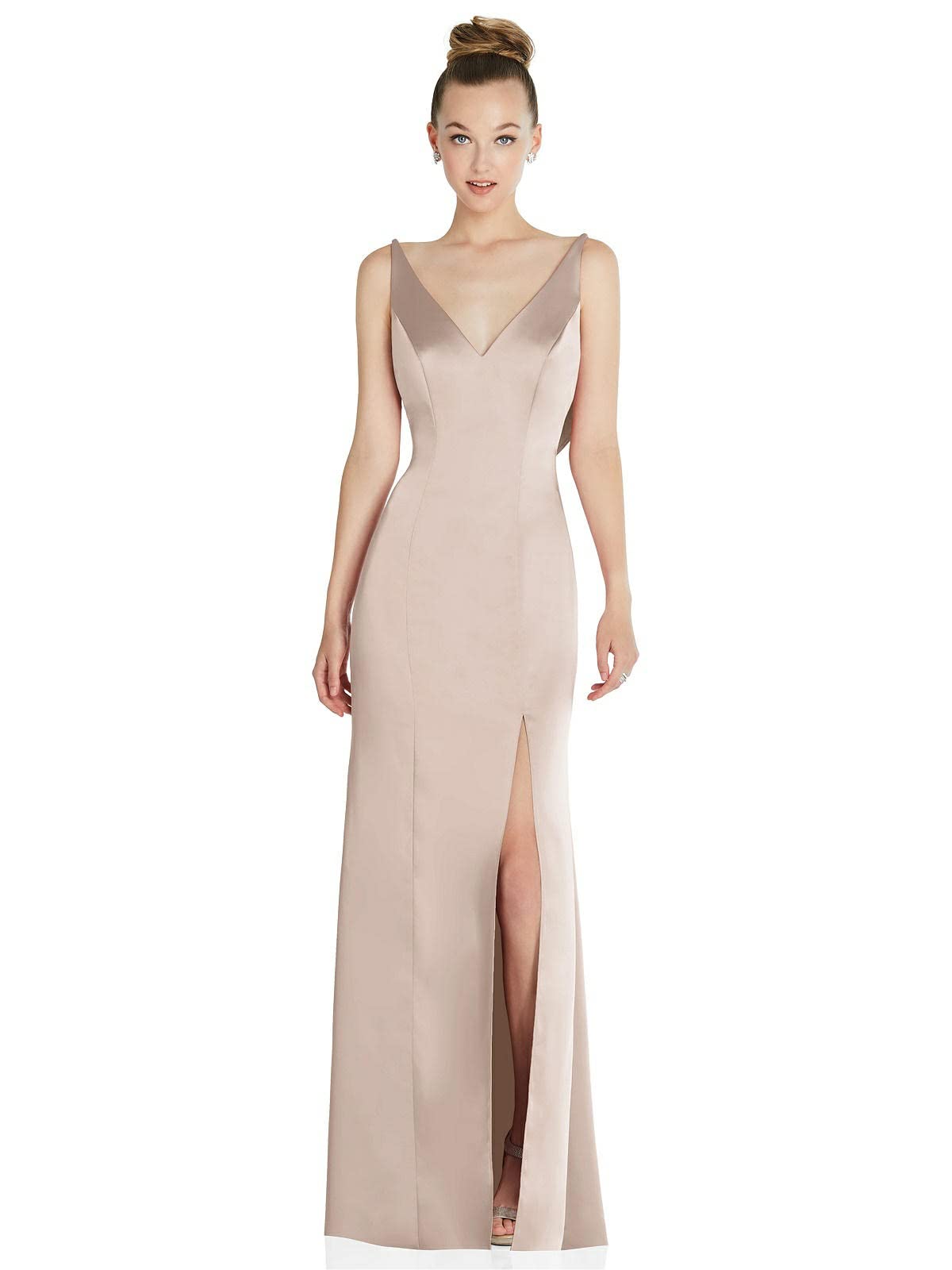 Vestido feminino After Six com decote em V e costas abertas, tamanho 4