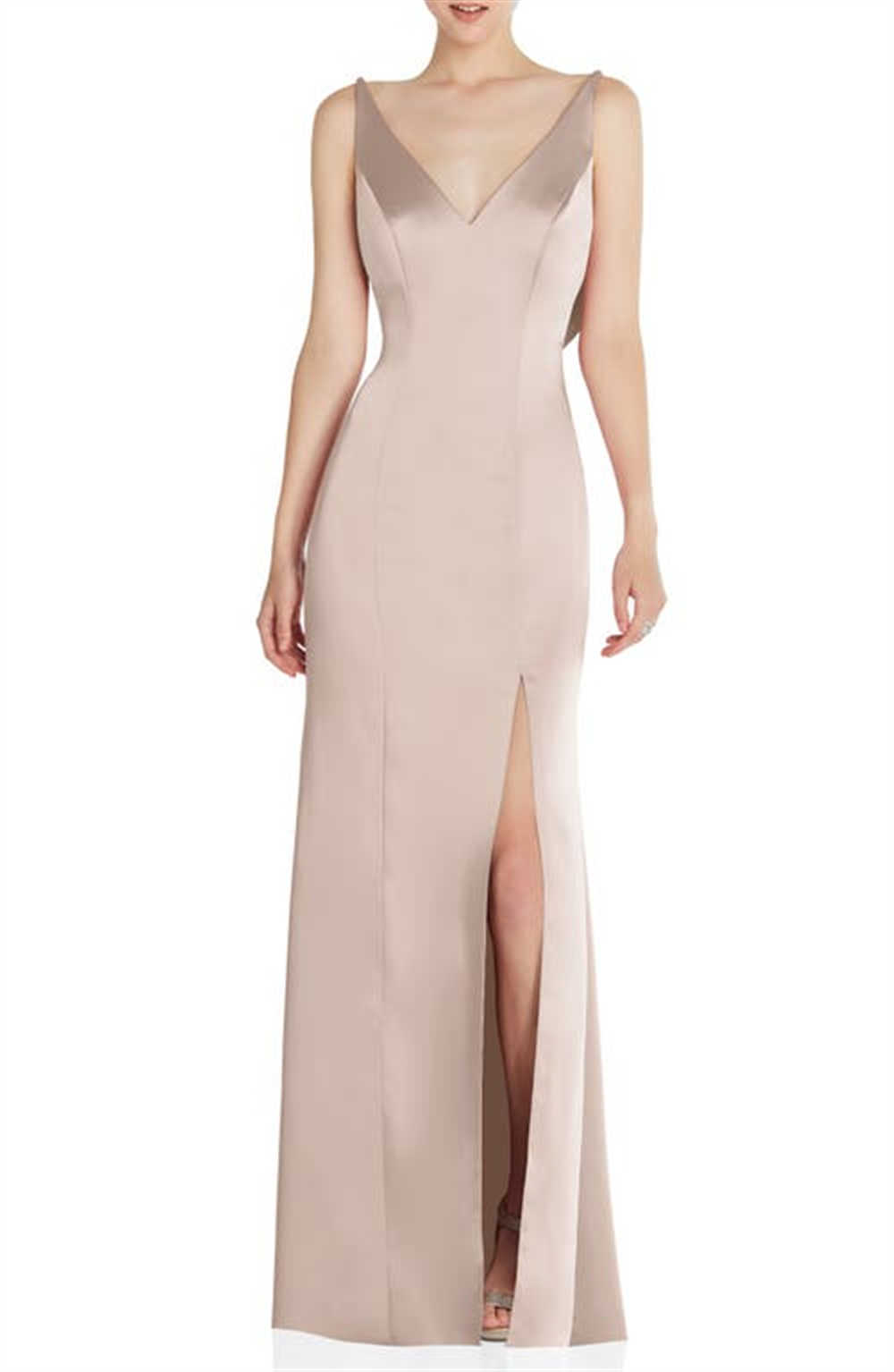 Vestido feminino After Six com decote em V e costas abertas, tamanho 4