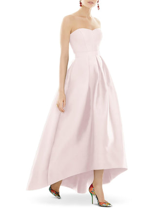 Vestido de festa feminino Alfred Sung Blush sem alças, alto/baixo, tamanho 10