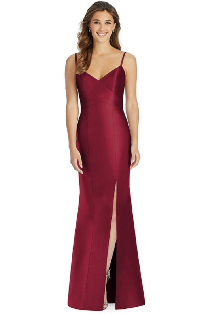 Vestido feminino Alfred Sung de cetim evasê vermelho tamanho 10