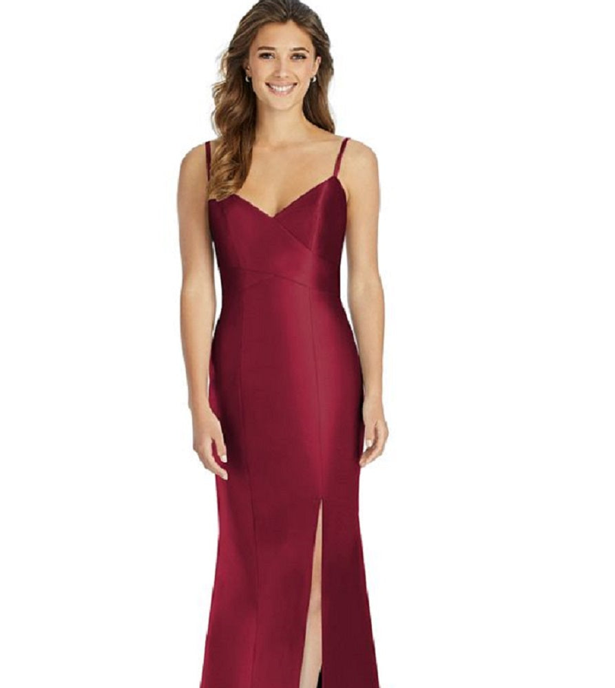 Vestido feminino Alfred Sung de cetim evasê vermelho tamanho 10