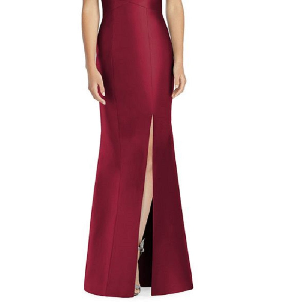 Vestido feminino Alfred Sung de cetim evasê vermelho tamanho 10