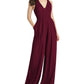 Macacão feminino Dessy Collection Arielle com decote em V Lux Chiffon Vermelho Tamanho 8