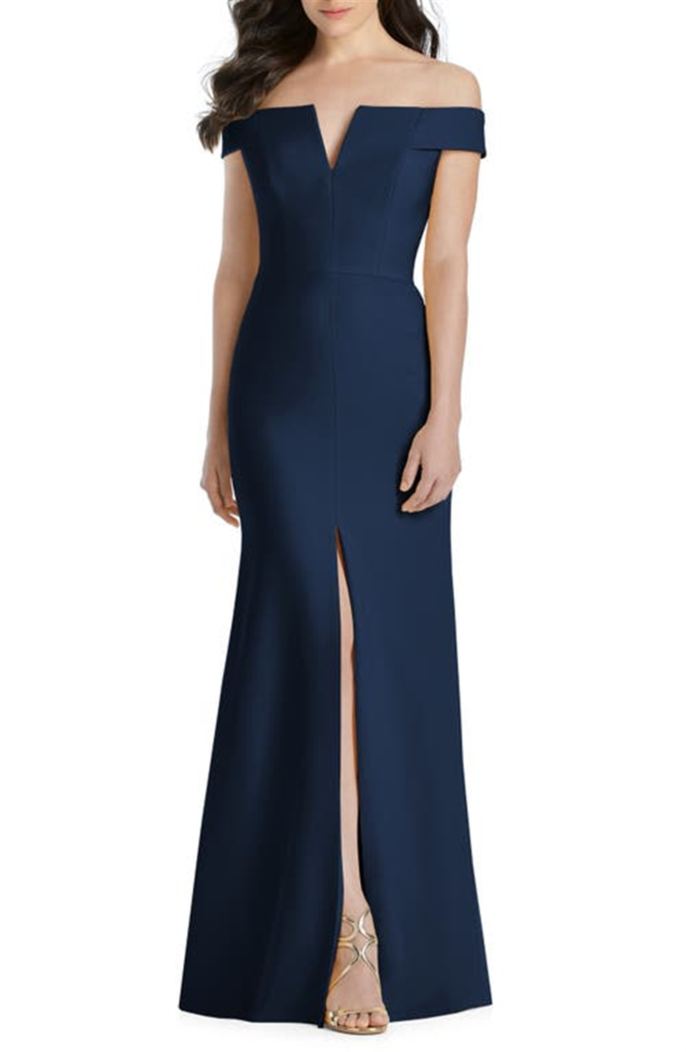 Vestido Dessy Collection Feminino Midnight com Decote Ombro a Ombro, Tamanho 12
