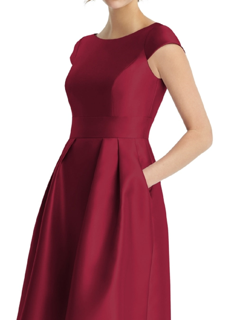 Vestido de coquetel feminino Alfred Sung com manga curta, vermelho, tamanho 4
