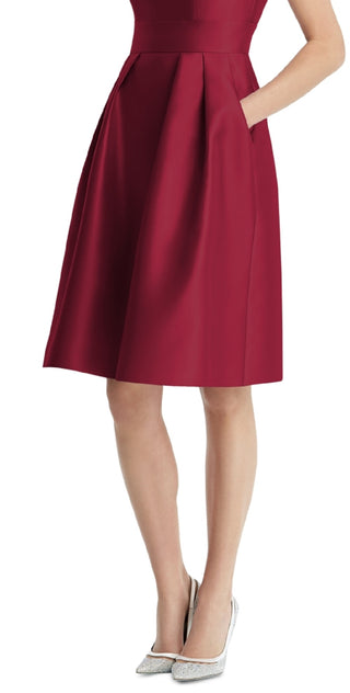 Vestido de coquetel feminino Alfred Sung com manga curta, vermelho, tamanho 4