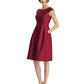 Vestido de coquetel feminino Alfred Sung com manga curta, vermelho, tamanho 4