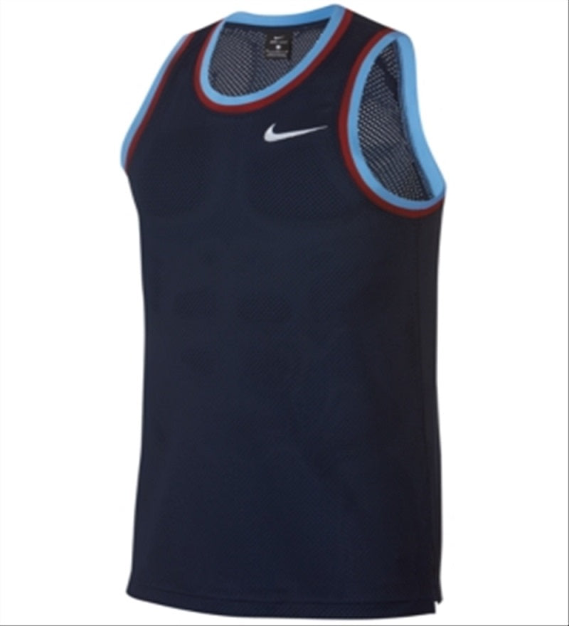 Camisa de basquete Nike Dri-FIT Mesh masculina, azul, tamanho pequeno