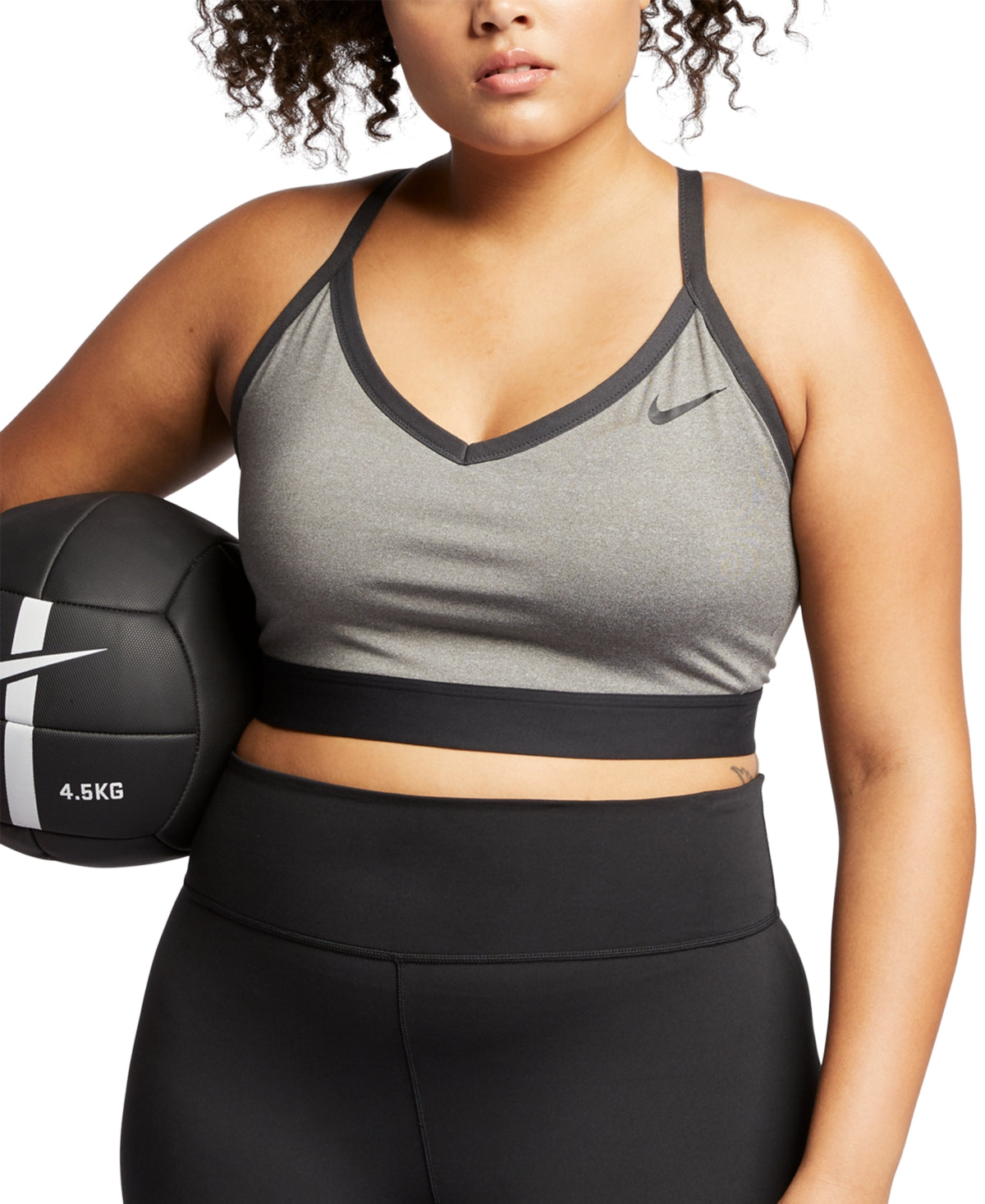 Sutiã esportivo Nike Plus Solid Indy feminino, cinza, tamanho 2X