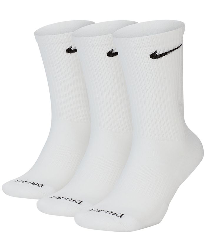 Meias de treino Nike Dry Everyday Cushion Crew para homem, pacote com 3, brancas, tamanho grande