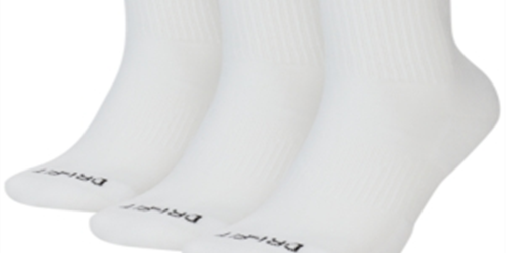 Meias de treino Nike Dry Everyday Cushion Crew para homem, pacote com 3, brancas, tamanho grande