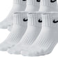Meias de treino Nike Everyday Cushioned para homem, brancas, tamanho grande