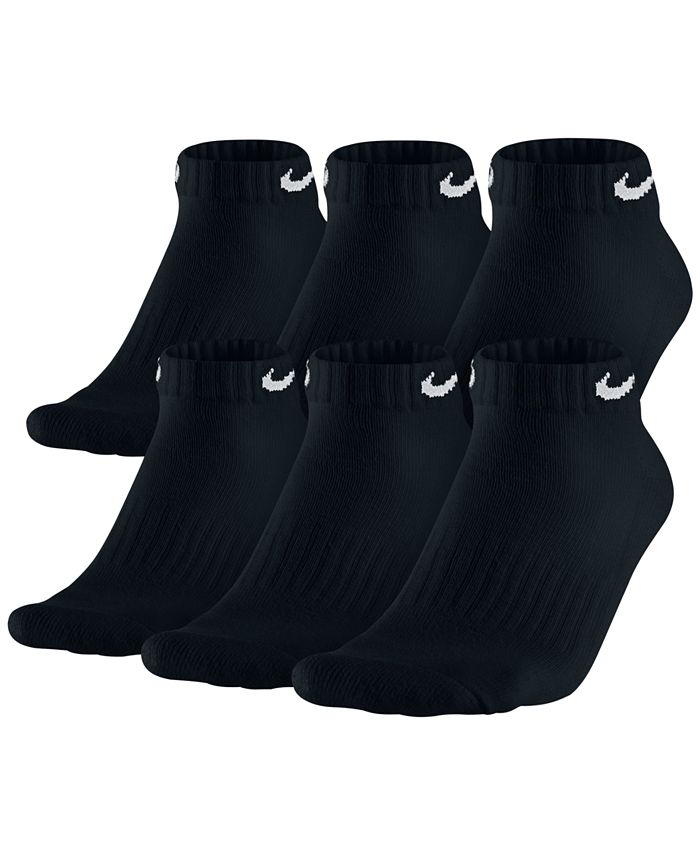 Pacote com 6 meias Nike masculinas de algodão de cano baixo, pretas, tamanho grande