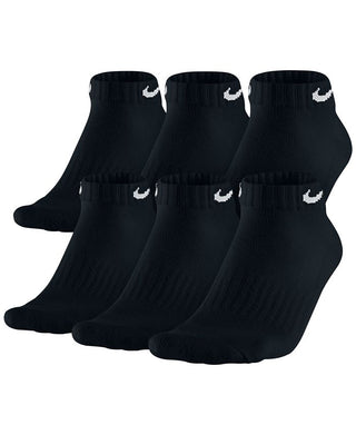 Pacote com 6 meias Nike masculinas de algodão de cano baixo, pretas, tamanho grande