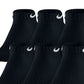 Pacote com 6 meias Nike masculinas de algodão de cano baixo, pretas, tamanho grande