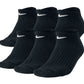 Pacote com 6 meias Nike Cotton No Show Masculinas, Pretas, Tamanho Grande