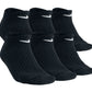 Pacote com 6 meias Nike Cotton No Show Masculinas, Pretas, Tamanho Grande
