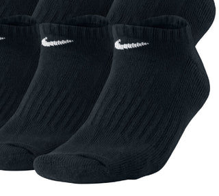 Pacote com 6 meias Nike Cotton No Show Masculinas, Pretas, Tamanho Grande