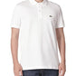 Camisa polo masculina Lacoste Slim Fit Piquet, branca, tamanho 4
