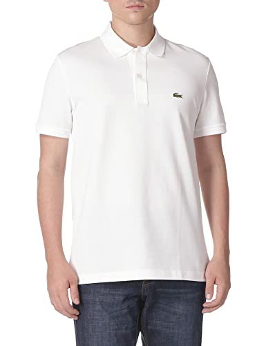 Camisa polo masculina Lacoste Slim Fit Piquet, branca, tamanho 4