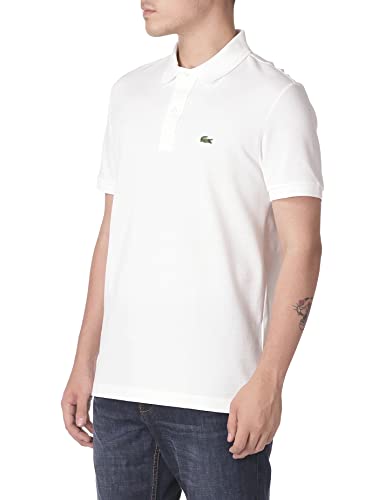 Camisa polo masculina Lacoste Slim Fit Piquet, branca, tamanho 4